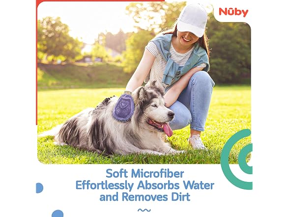 Nuby Pet Grooming Glove with Silicone Bristles, Pink
