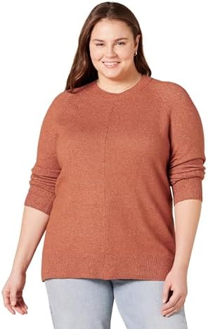 Amazon Essentials Women's Regular-Fit Soft Touch Long-Sleeve Crewneck Sweater, Caramel, X-Small
