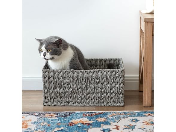 CROS Large Waterproof Woven Plastic Storage Basket Grey