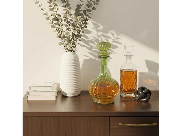 Creative Co-Op 40-Ounce Round Ribbed Glass Decanter  - Gallery 4