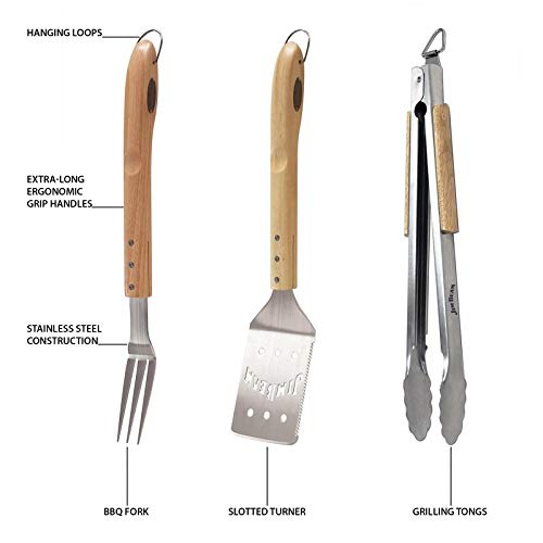 Stainless Steel & Wood Grilling Tool Set - Gallery 8