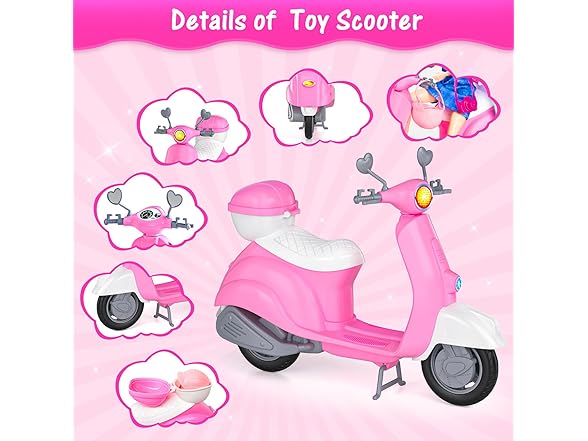 67PCS Doll Playset with Scooter & 11.5 Inch Doll