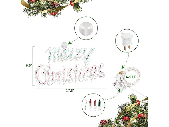LAMPHOME 17.7Inch Lighted Merry Christmas