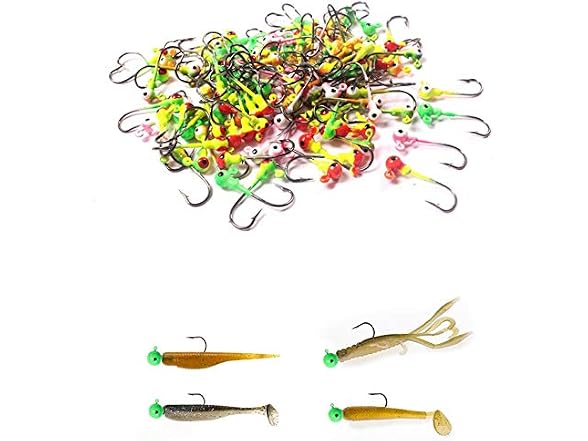 Fishing Jig Hooks Set, 50-Pack Multi-Color Lead Jigs