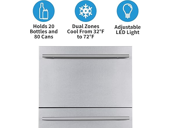 Newair Outdoor Dual Drawer Fridge - 20 Bottles/80 Cans