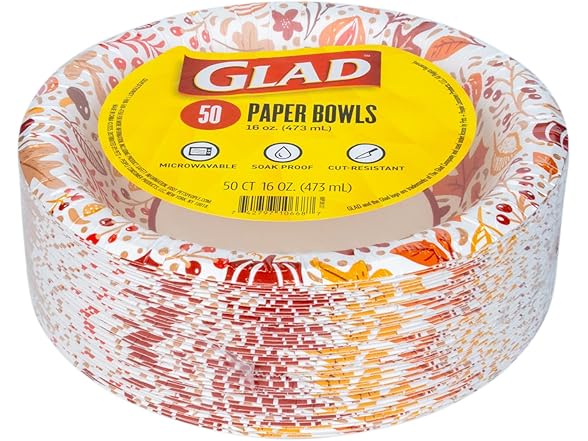 Glad Glad Everyday Disposable Paper Bowls wit