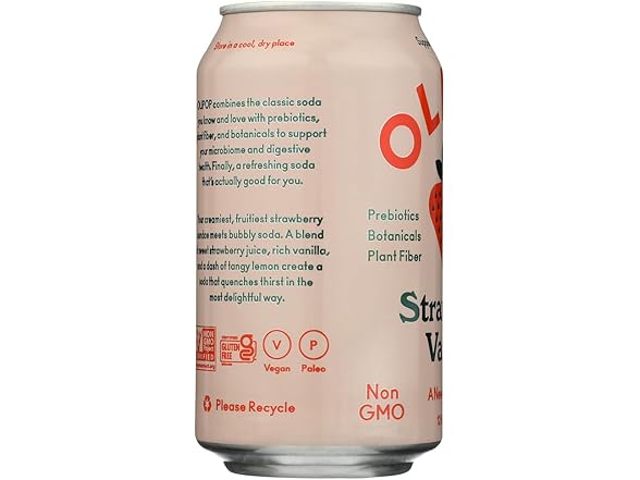1CT OLIPOP Strawberry Vanilla Prebiotic Soda 12 oz