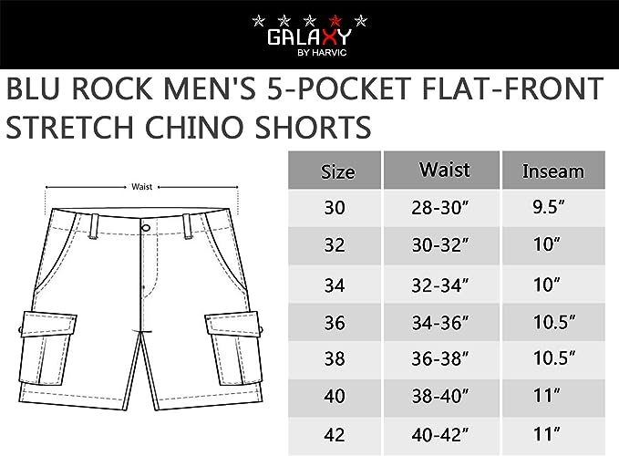 2Pk Asst Mens Stretch Chino Shorts - Gallery 28