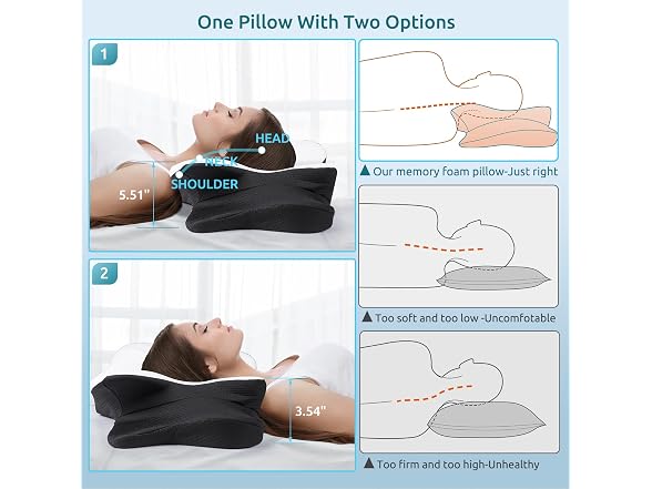 DONAMA Cervical Pillow Black Queen Size