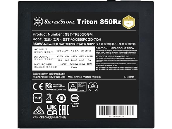 SilverStone Technology Triton 850Rz Modular ATX Power Supply