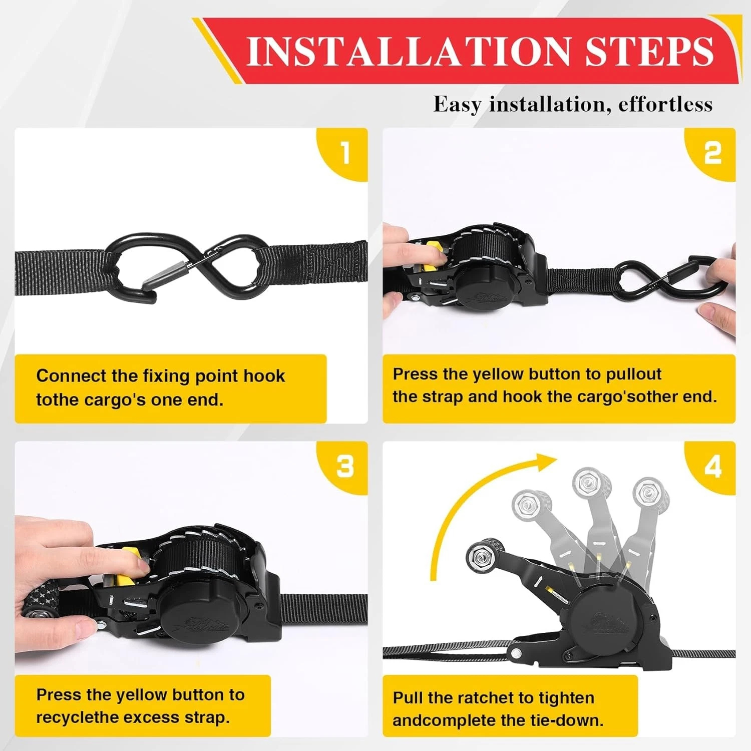 Heavy Duty Ratchet Tie Down Strap - Gallery 8