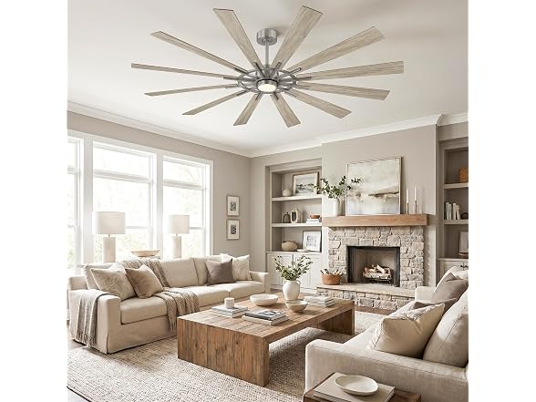 Parrot Uncle 72 Inch Large Windmill Ceiling Fan Silver
