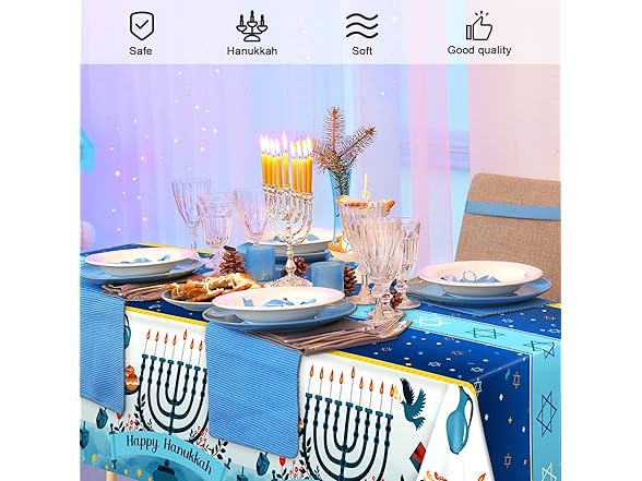 2 Pieces Happy Hanukkah Tablecloths