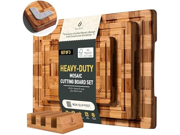 3 Pack Bamboo Cutting Board Set