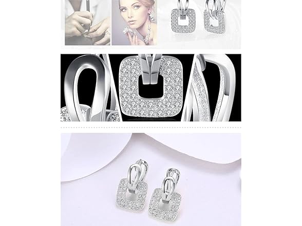 GSLAOZ 14K White Gold Plated CZ Hoop 