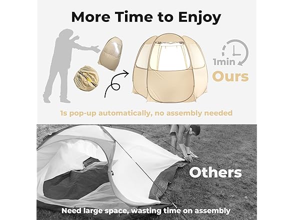 LEEDOR Hexagon Pop Up Sun Shade Camping Tent