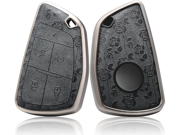 TPU Leather Key Fob Chevy 5Btn Black