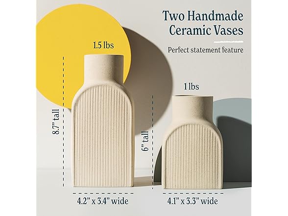 Home Habitat Ceramic Ribbed Vases