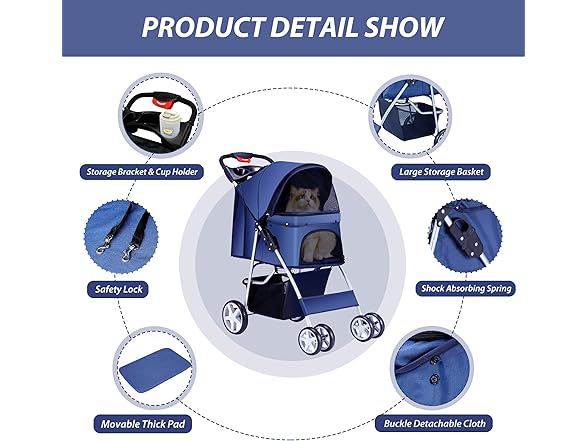 Navy Blue Pet Stroller