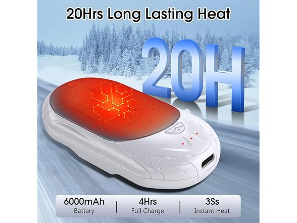 (2 Pack) AI 6000mAh Rechargeable Hand Warmer