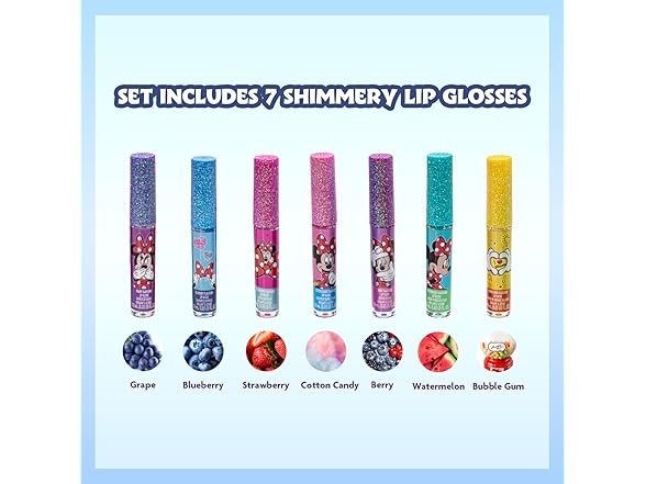 Disney Minnie Mouse 7 Piece Plant Based Lip Gloss