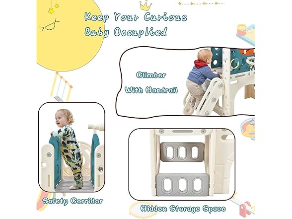 7 in 1 Kids Slide with Slide Arch Tunnel