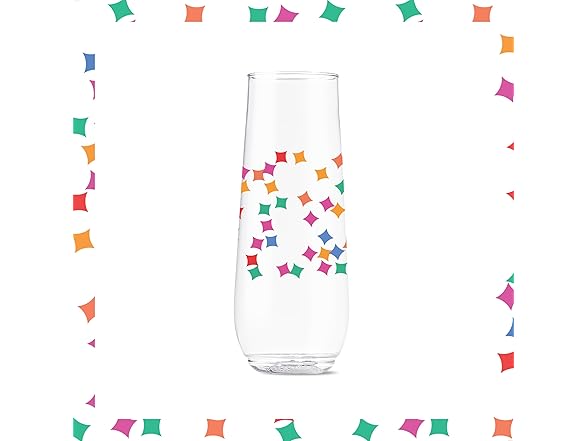 TOSSWARE 9oz Confetti Plastic Flute 6Pk