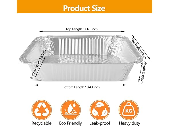 EKACO Thickened 9x13 Aluminum Pans, 10 Pack