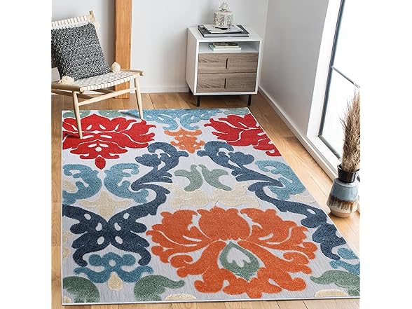 Superior Traditional Damask Indoor Outdoor Area Rug, Multicolor