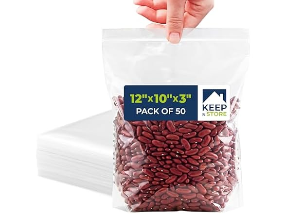 Gusseted Reclosable Bags with Bottom Gusset, Pack of 50