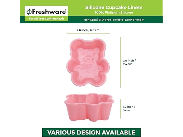 Freshware Cupcake Liners, Bear 12-Pack