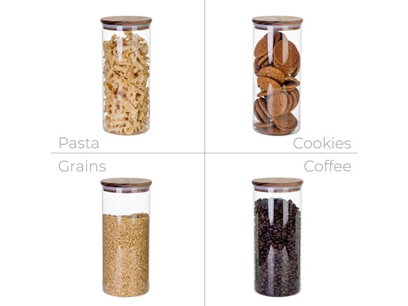 Smart Design Glass & Acacia Canisters 2pk
