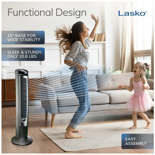 Lasko T42951C FAN TOWER W/REMOTE 42IN Black - Gallery 15