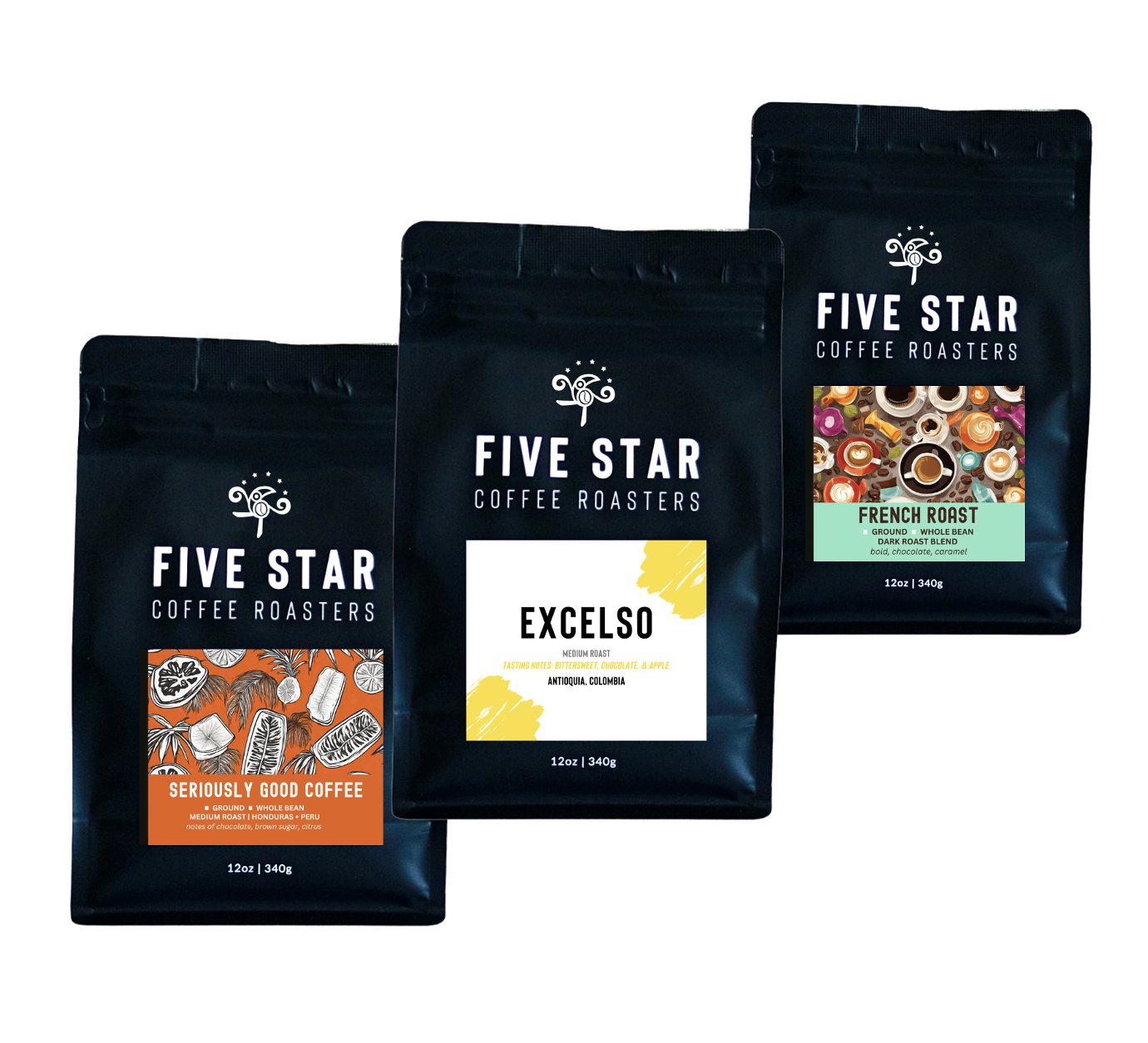 (3 Pack) Five Star Coffee Whole Bean Best Sellers - Gallery 2