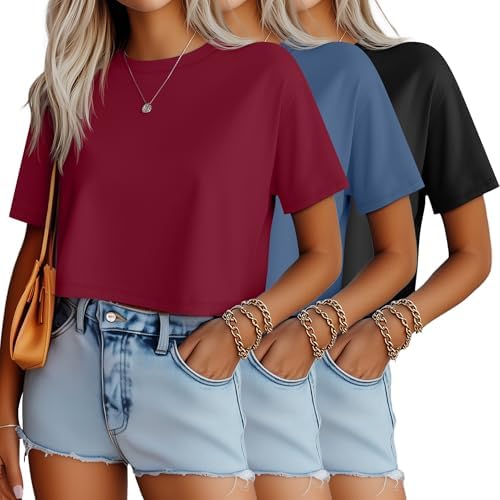 3 Pack Women's Crop Top T-Shirt