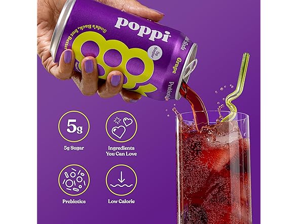 Poppi Grape Prebiotic Soda, 12pk