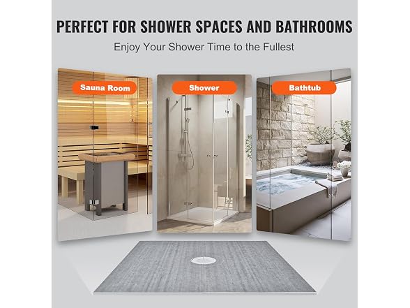Shower Curb Kit, 72"x72" Shower Pan Kit with