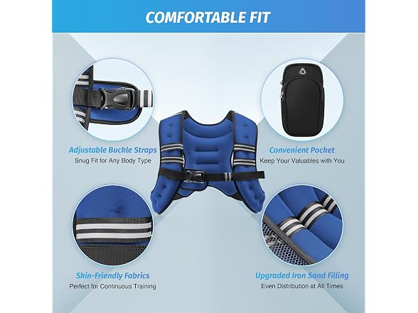 ZELUS Blue Reflective Weighted Vest 12lb