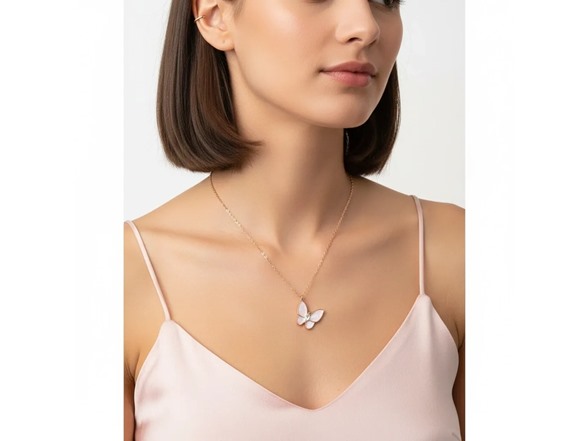 Butterfly Mother of Pearl & CZ Necklace