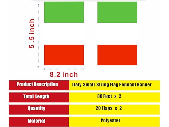 LUSEOAN 2 Packs Italy Italian Republic Mini Flag 