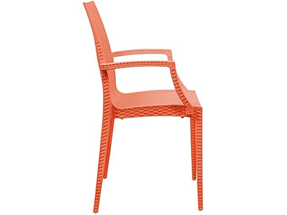 LeisureMod Hickory Stackable Patio Dining Armchair, 4pk