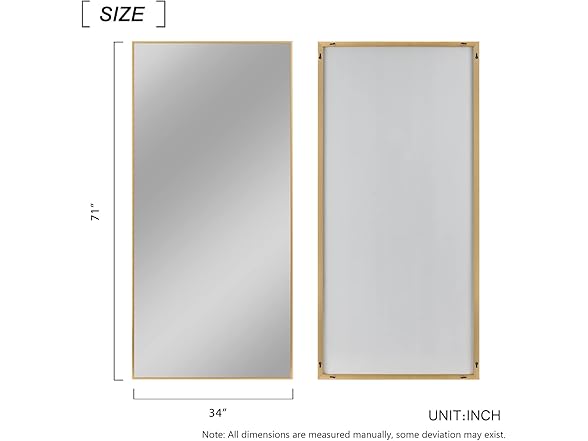 GlasFlength 71"x34" Gold Mirror