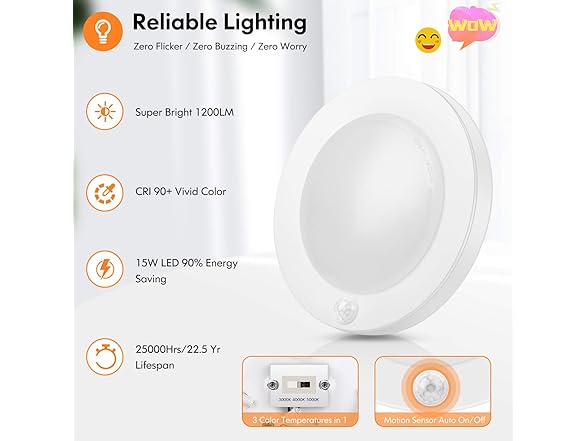 Brightever B0892BCN33 7.5 Inch Motion Ceiling Light