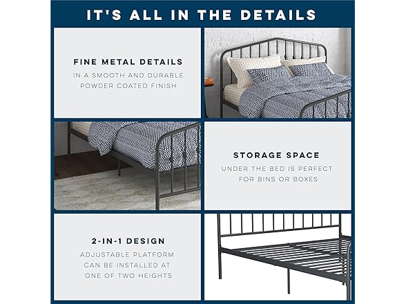 Novogratz Bushwick Metal Bed with Headbo