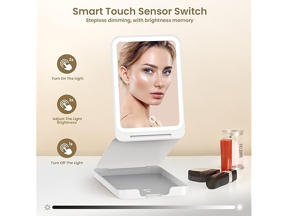 LAMPICK Travel Makeup Mirror with Lights