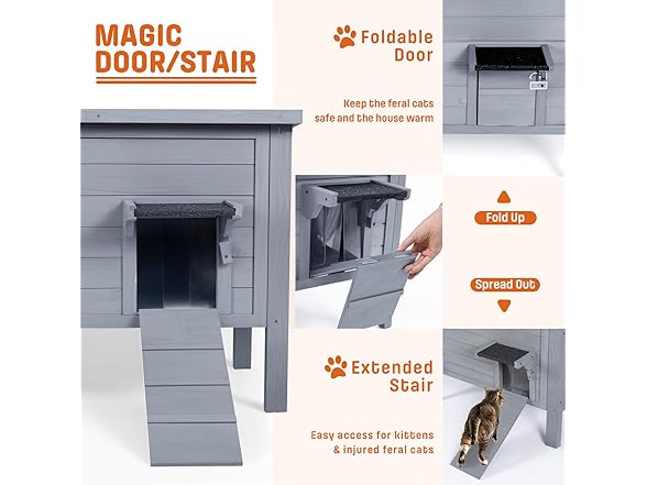 BRIOPAWS Grey Dual Insulated Outdoor Cat House Grey