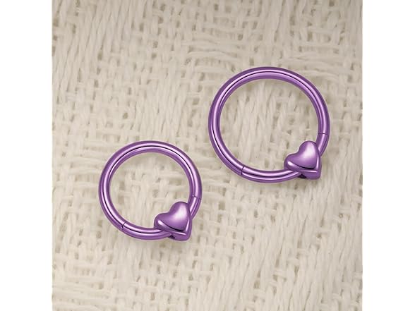 G23 Titanium Heart Nose Ring Dark Purple