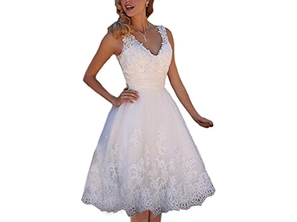Short Lace Wedding Dresses Knee Length