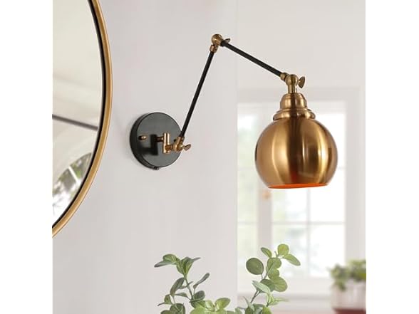 Black Gold Swing Arm Wall Sconce
