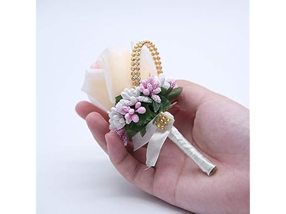 BUUEERR Pack of 2 Satin Rose Boutonniere